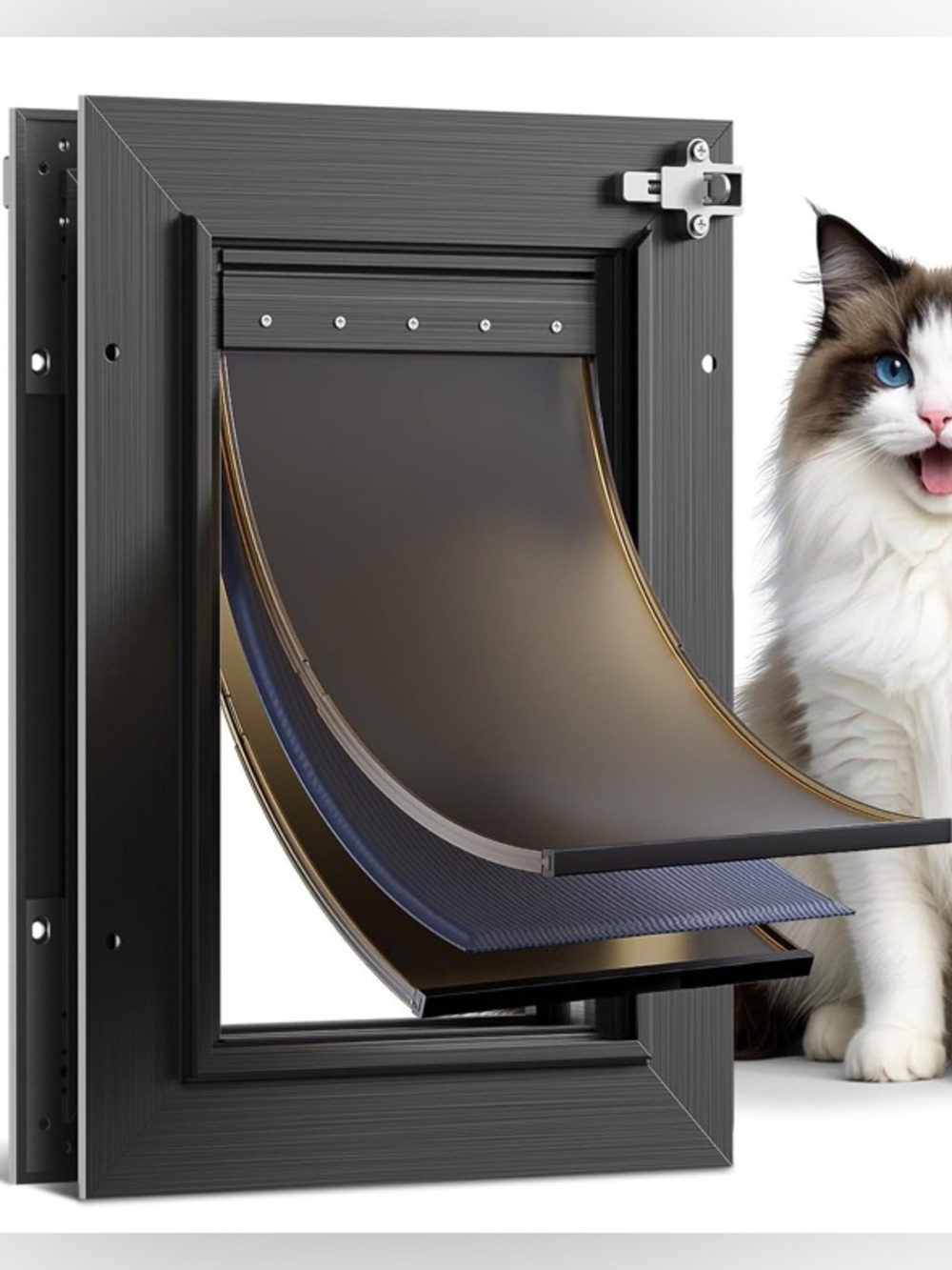 All Aluminum 3 Flaps Insulated Pet Door for Exterior & Interior Door, Small -NEW